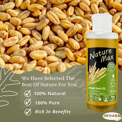 Vista 4 de Nature Max Aceite esencial de germen de trigo, aceites esenciales naturales sin diluir puro para el cuidado del cabello y la piel, prensado en frío