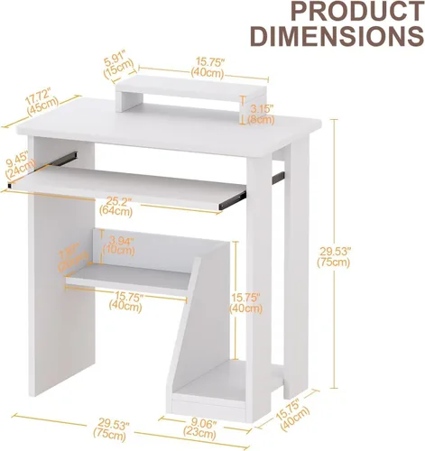 Vista 25 de Escritorio pequeño para computadora para oficina en casa, mesa de juegos compacta para computadora de escritorio y portátil, con cajón