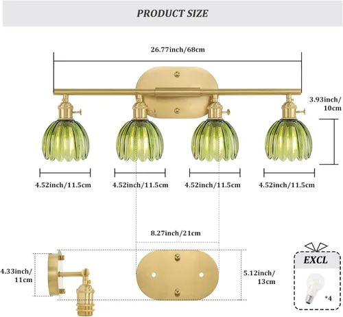 Vista 186 de Shenmoyl Lámparas de baño, lámpara de pared de 2 luces para tocador sobre espejo con pantalla de vidrio tulipán blanco para dormitorio, sala