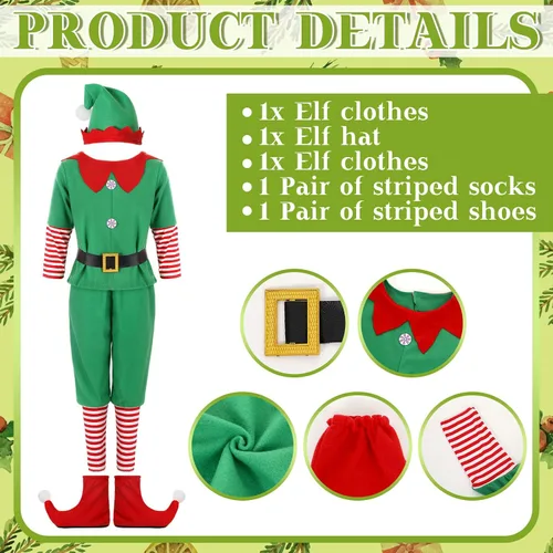 Vista 5 de Geyoga Disfraces de Navidad lindos trajes incluyen zapatos con sombrero y otros accesorios para niños cosplay (niño, L)