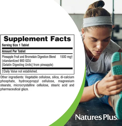 Vista 5 de NaturesPlus Ultra Bromelina - 60 tabletas - 1500 mg de bromelina de piña - proporciona apoyo articular y promueve la salud digestiva - 60 porciones