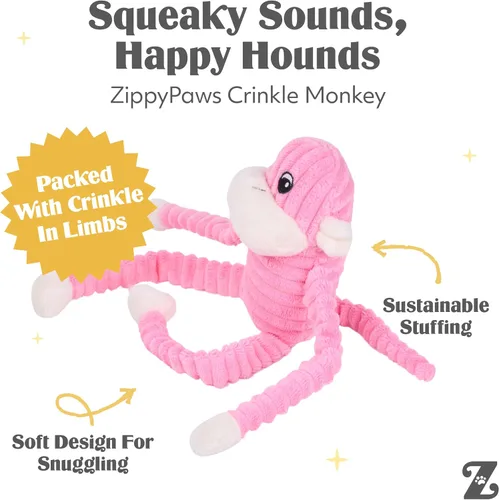Vista 3 de ZippyPaws Spencer El mono arrugado, S, Rosado