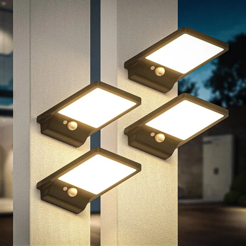 Vista 11 de Luz solar para exteriores, pared, paso, puerta, poste, blanco cálido de 3000 K, batería de litio de 2000 mAh, 350 lm, impermeable, sensor