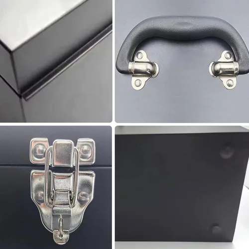 Vista 4 de Caja de herramientas de metal portátil de 16", caja de herramientas grande de calibre 18, caja de aparejos de pesca, organizador de cajón de caja