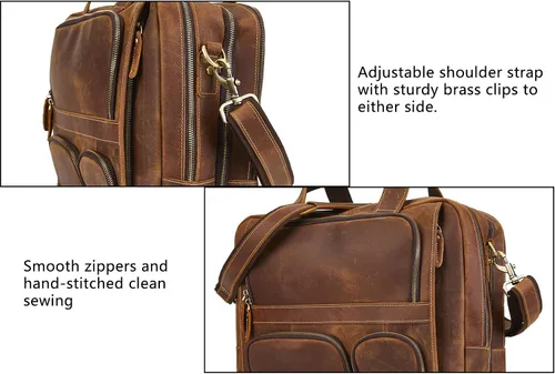 Vista 4 de LATÓN TACKS cuero completo 156 pulgadas portátil maletín para hombres vintage hecho a mano resistente al agua viaje de negocios