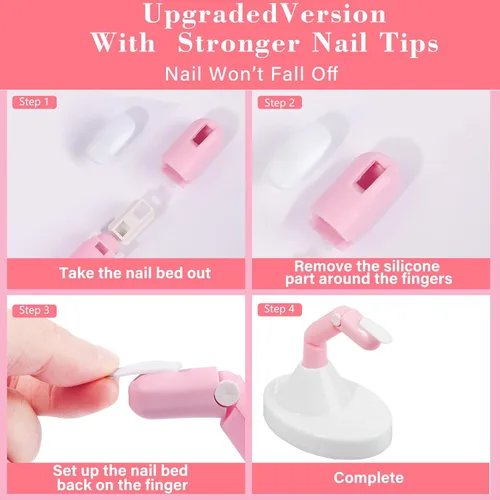 Vista 3 de Dedos de práctica para uñas acrílicas, dedos falsos movibles flexibles para practicar uñas postizas, 1 práctica de dedo rosa ajustable, 1 base