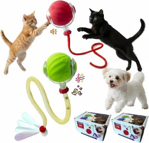 Vista 13 de Juguetes para gatos de interior – Juguete interactivo automático para gatitos con cola de bola rápida como estimulación mental de mascotas – Gatitos