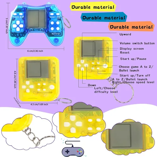Vista 2 de Paquete de 24 llaveros de videojuegos, recuerdos de fiesta de videojuegos, mini multicolores, llavero a granel para niños, suministros de fiesta