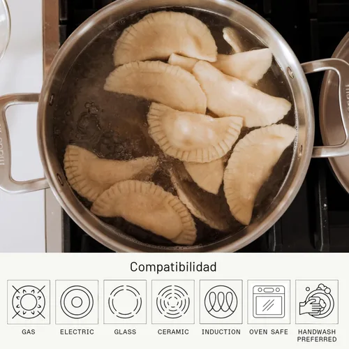 Vista 4 de Made In Cookware - Olla de acero inoxidable de 6 cuartos de galón con tapa, revestimiento de acero inoxidable de 5 capas, utensilios de cocina