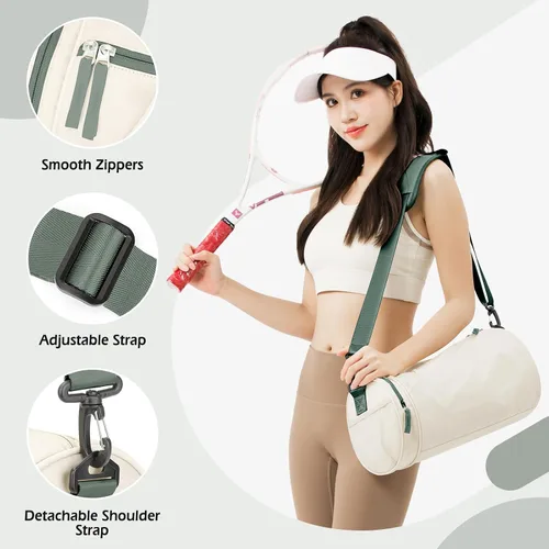 Vista 3 de Bolsa de gimnasio pequeña para mujer, A8-Beige y Verde