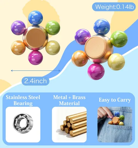 Vista 2 de ATESSON Fidget Spinner de metal para adultos y niños con rodamiento de acero inoxidable de alta velocidad, rotación silenciosa para 3-5 minutos