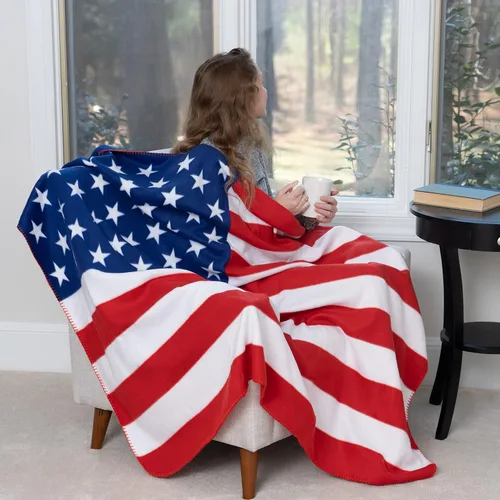 Vista 4 de Manta con la bandera estadounidense, manta de felpa de poliéster de los Estados Unidos, decoración del hogar con bandera estadounidense