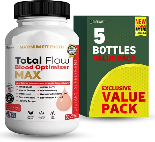 Vista 10 de Total Flow Blood Optimizer Max, 60 cápsulas vegetales, suplemento de apoyo de sangre con vitaminas y hierbas (1)