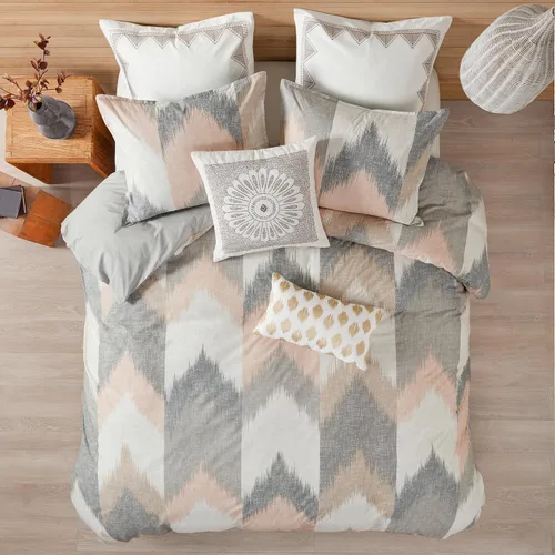 Vista 18 de Ink+Ivy Juego de edredón tamaño King, acogedor edredón de algodón para todas las estaciones, juego de cama ligero con 2 fundas a juego, diseño Aqua