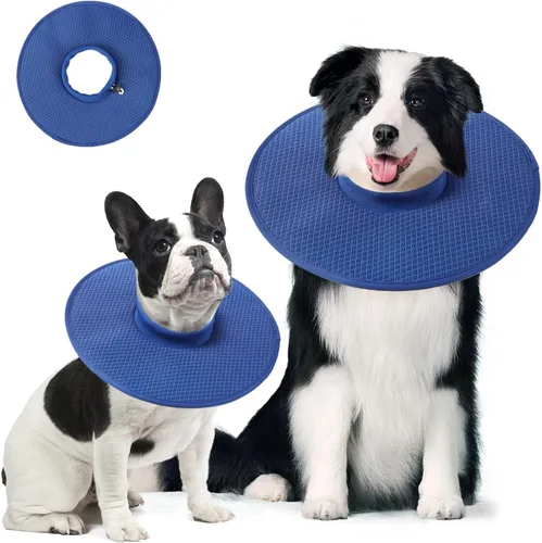 Vista 7 de Collar de recuperación para perros, collar de cono suave alternativo después de la cirugía, ajustable, transpirable, collar E para perros grandes