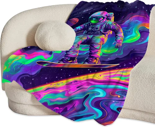 Vista 6 de Manta de Astronauta Manta de Tiro Espacial Regalos y Decoración de Astronauta Manta de Astronauta de Fantasía para Niños Niñas Mujeres Hombres Niños