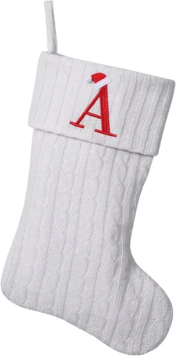 Vista 104 de Medias de Navidad personalizadas de 19 pulgadas con iniciales bordadas, medias de Navidad de punto negro para decoraciones de vacaciones familiares