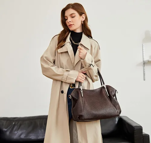 Vista 2 de HESHE Bolsos de cuero para mujer, bolsos de diseñador Hobo, bandolera, bolso de hombro, bolso de mano de trabajo