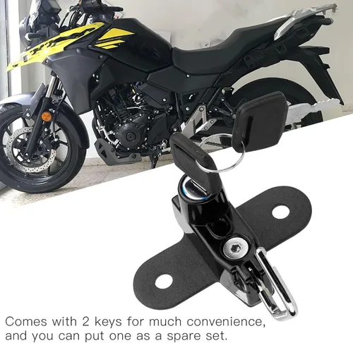 Vista 2 de Fydun Motocicleta Casco Lock Mount Hook Aleación de aluminio Kit de modificación de motocicleta para Suzuki V Strom 250 2017 (negro)