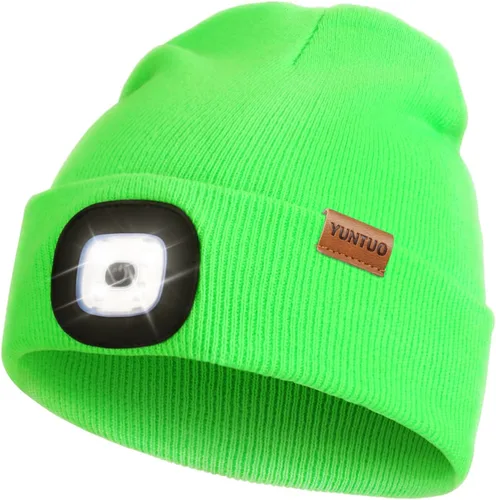 Vista 28 de Gorro LED con la luz, unisex, linterna frontal recargable por USB, gorro de punto de invierno, regalos para hombres, papá, esposo, él Azul Oscuro