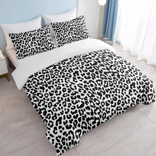 Vista 2 de Juego de funda de edredón con estampado de leopardo, tamaño King, suave, de lujo, suave, con guepardo, para niñas, estilo moderno, bohemio