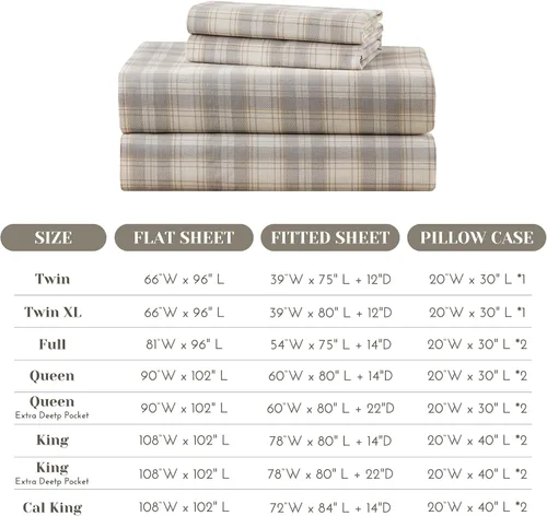 Vista 56 de Comfort Spaces Sábanas de percal 100% algodón, tamaño individual XL, 3 Adelia Gris