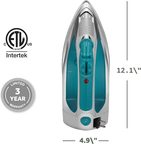 Vista 9 de Plancha de acero inoxidable, antiderrame, no adherente Sunbeam Steam Master GCSBSP-201-000 de 1400 V, grande, control de vapor variable y cable