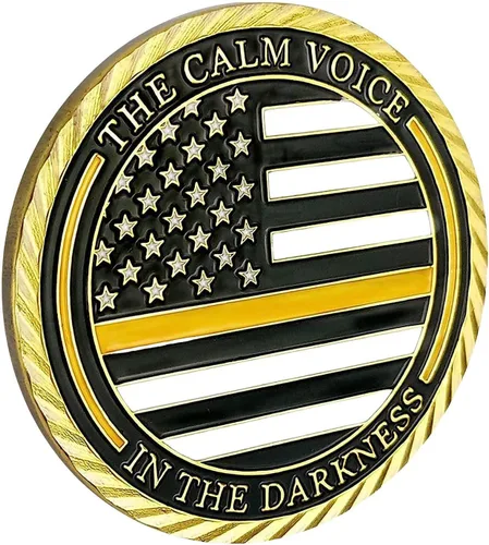 Vista 2 de Thin Gold Line Challenge Coin Despachador de emergencia para regalo de socorristas