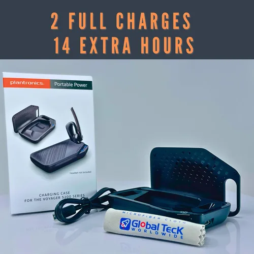Vista 7 de Poly Plantronics Voyager 5200 - Funda de carga y soporte de acoplamiento, paquete global de Teck con paño de microfibra GTW