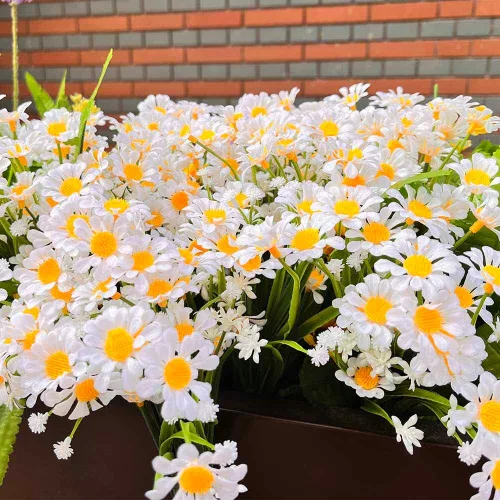 Vista 6 de 12 margaritas artificiales para exteriores, para decoración de follaje de plástico sintético, jardín, porche, arbustos verdes, plantas colgantes