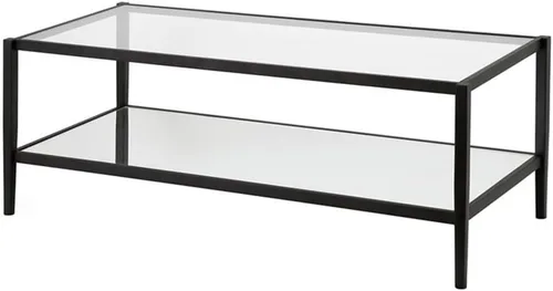 Vista 8 de Mesa de centro rectangular moderna en negro y bronce con estante de espejo