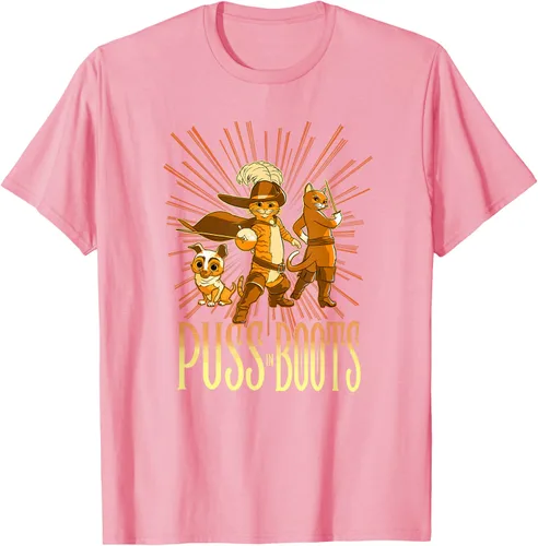 Vista 96 de DreamWorks Puss in Boots: The Last Wish Cat Trio Poster - Camiseta pequeña Negro