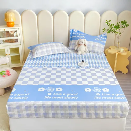 Vista 8 de Sábana bajera tamaño individual suave y acogedora, de algodón lavado, de algodón cepillado, para dormitorio de niños y niñas, funda de almohada
