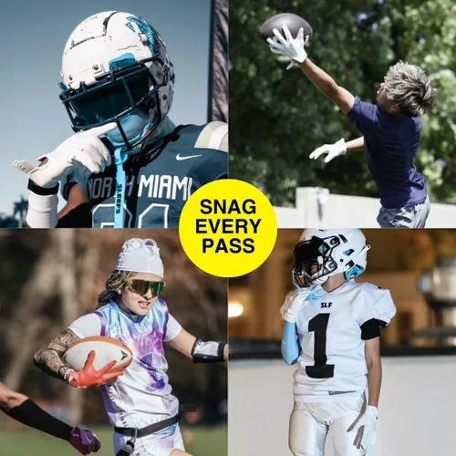Vista 3 de SLEEFS Guantes de fútbol americano juvenil para niños y niñas, guantes pegajosos de receptor para fútbol americano con bandera para jóvenes, hombres