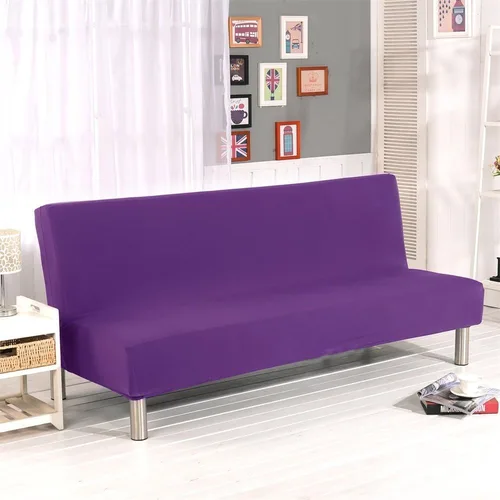 Vista 11 de Funda de sofá cama sin brazos de color sólido, poliéster spandex elástico, funda para futón de 3 plazas, completamente plegable, protector de sofá