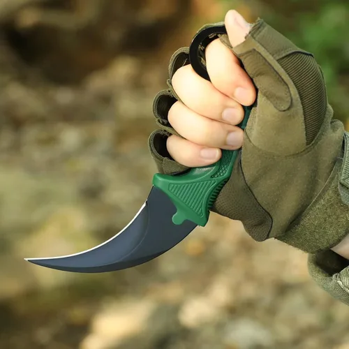Vista 4 de Dispatch Karambit - Cuchillo táctico de hoja fija para acampar, cuchillo de caza al aire libre, cuchillos de tienda con funda y cable, adecuado