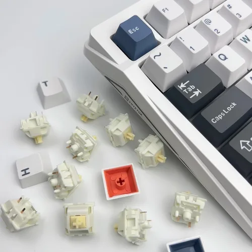 Vista 8 de Interruptores de teclado Gateron Cream, interruptores táctiles pre-lubricados RGB de doble etapa con resorte de 5 pines, completos de POM con poste