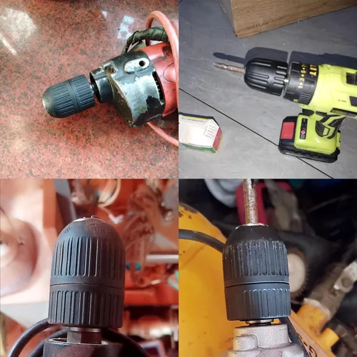 Vista 6 de HFS (R) Portabrocas sin llave para taladro de 3/8" con 24 UNF rosca montaje eje 0.031-0.394 in capacidad