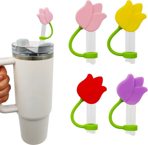Vista 7 de HOMDSG Paquete de 4 cubiertas de pajita de sombrero de vaquero de silicona compatibles con la taza Stanley de 30 y 40 oz, lindo accesorio divertido