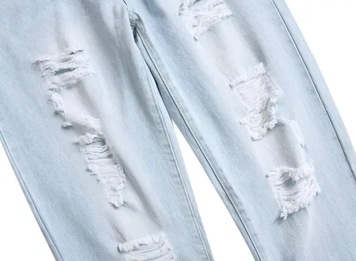 Vista 5 de Jeans elásticos ajustados para hombre con pantalones regulares elásticos rasgados