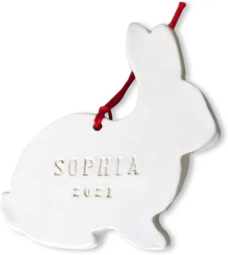 Vista 5 de Personalized Bunny Ornament 2025, Rabbit Christmas Ornament, First Christmas Ornament, Baby Ornament, Child Ornament, Holiday Gift