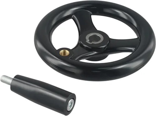 Vista 2 de 1pc D125/200/100/160mm 3 Spoke Hand Wheel with Revolving Handle for Milling Machine Rotating Handle(16x160mm)