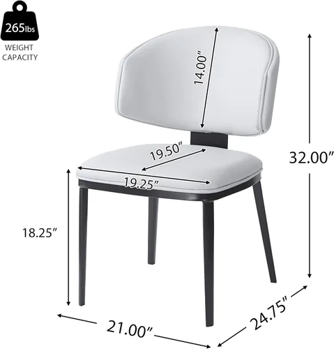 Vista 3 de Juego de 2 sillas de comedor tapizadas de piel sintética, sillas auxiliares para comedores, cocinas, salas de estar, juegos de mesa y sillas, silla