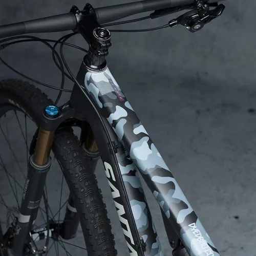 Vista 9 de Dyedbro Protector de marco MTB Camo blanco mate, talla única guardabarros para bicicleta