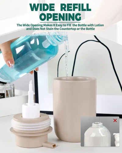 Vista 3 de BosilunLife Dispensador de jabón de espuma – Dispensador de espuma de cerámica para lavado de manos para baño, dispensador de jabón pequeño moderno