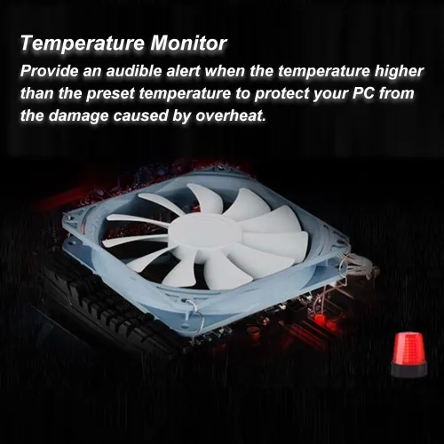 Vista 7 de Controlador de ventilador con monitor de temperatura, control automático de velocidad, LCD, panel frontal táctil de 5,25" de 5 canales