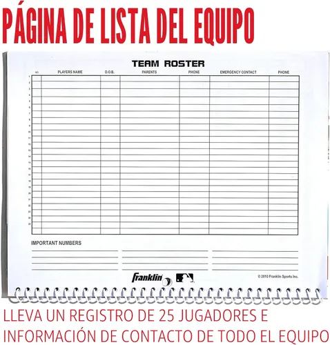 Vista 6 de Franklin Sports MLB Libro de puntuación de béisbol y sóftbol - Libro para estadísticas - Libro oficial del entrenador - 25
