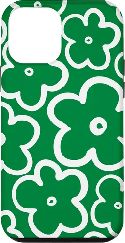 Vista 12 de Funda para iPhone 12 Pro Max con diseño de flores silvestres grandes, color verde y blanco