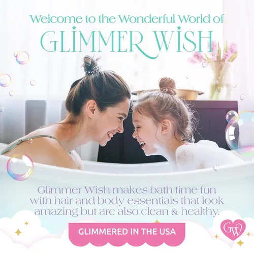 Vista 7 de Glimmer Wish Acondicionador Mermaid Kids sin parabenos ni sulfatos para cabello fuerte y liso, cuidado del cabello de los niños, aroma tropical