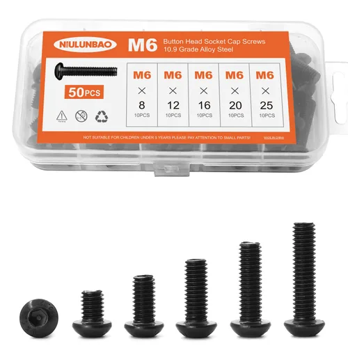 Vista 15 de Tornillos de cabeza de botón M3 x 6 mm, 8 mm, 10 mm, 12 mm, 16 mm, tornillos de cabeza de botón, acero de aleación de grado 10.9, acabado de óxido